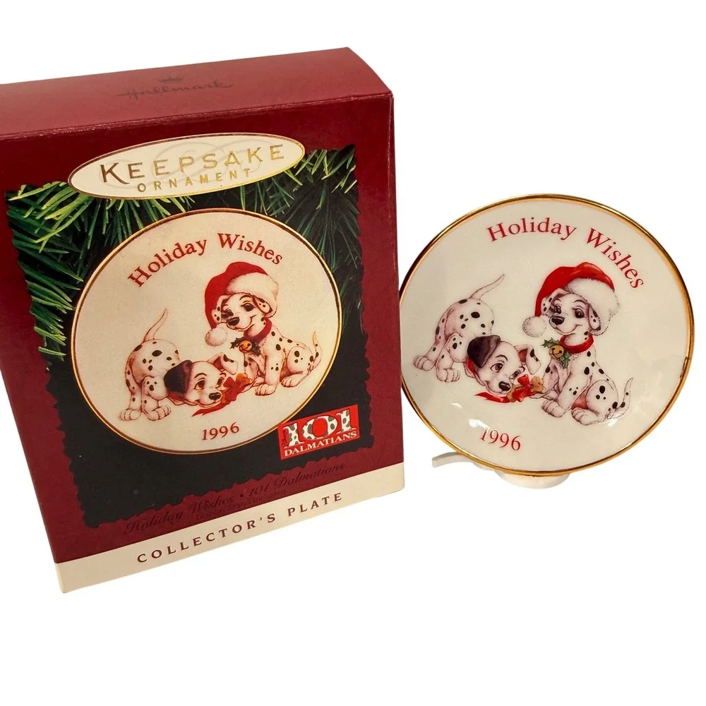 Hallmark 1996 Disney 101 Dalmatians Holiday Porcelain Collector Plate Ornament